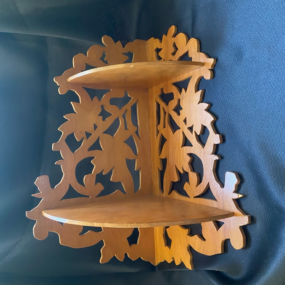 Vintage Wooden Corner Wall Shelf